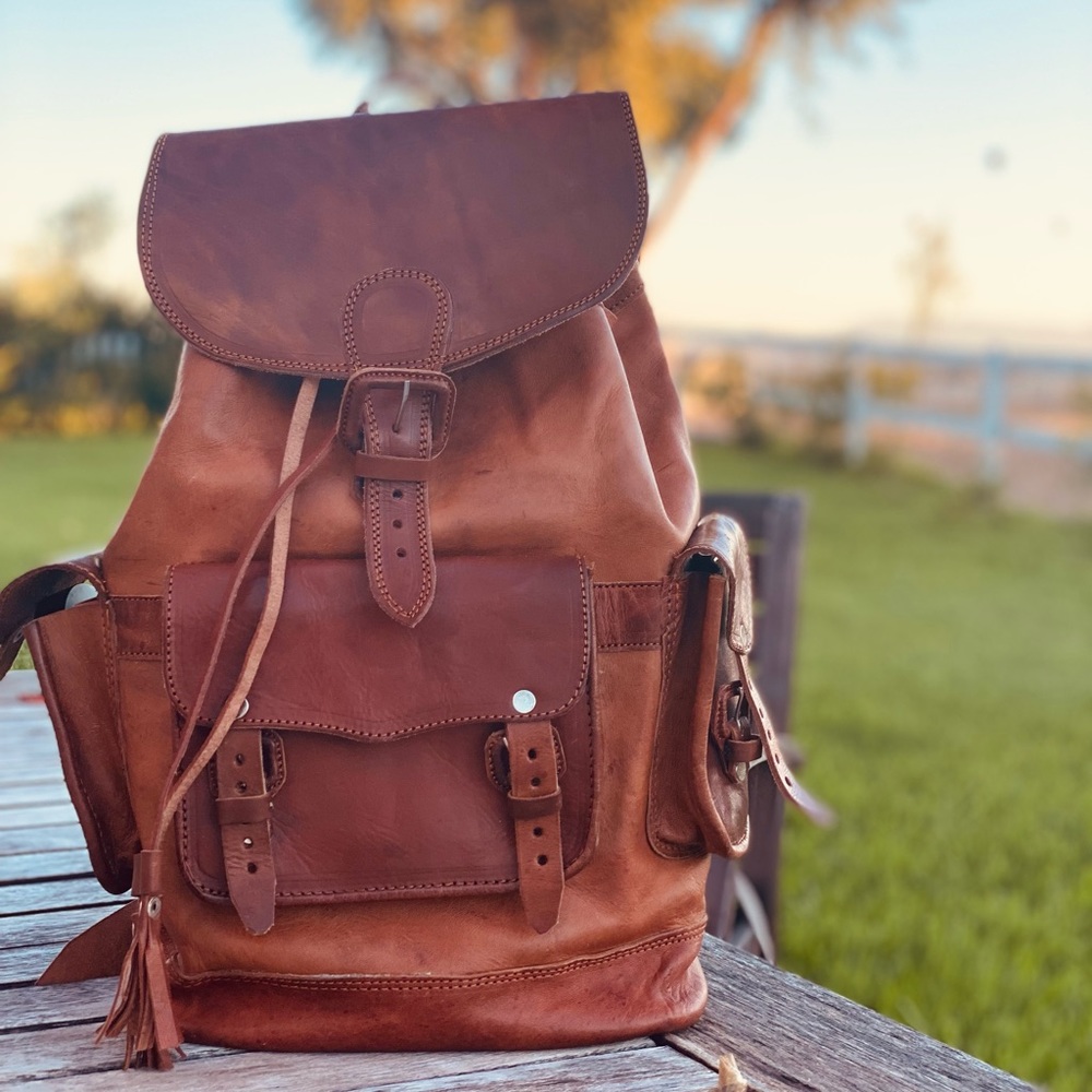 Handmade Leather Backpack - Picture 4 of 6